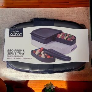 Outdoor Grill Multipurpose Two Tiered BBQ Prep & Serve Tray Container By Torelli